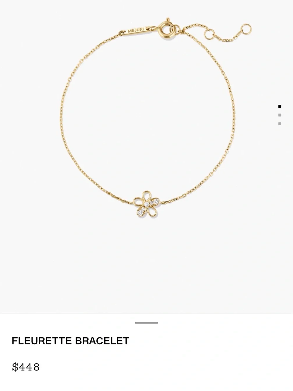 Brand new with Box. Mejuri Gold Floral Chain Bracelet with Sparkling Petals
